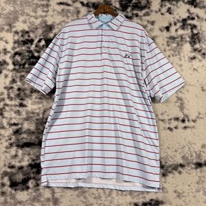 Fieldstone Mens XL Blue Red Stripe Golf Polo Shirt Performance Moisture Wicking